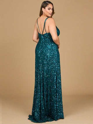 Beaded Prom Dress with High Slit - Glamourous Grace