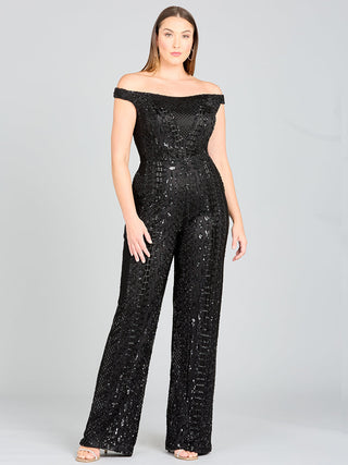 Beaded Off Shoulder Jumpsuit - Glamourous Grace
