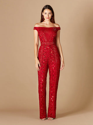 Beaded Off Shoulder Jumpsuit - Glamourous Grace