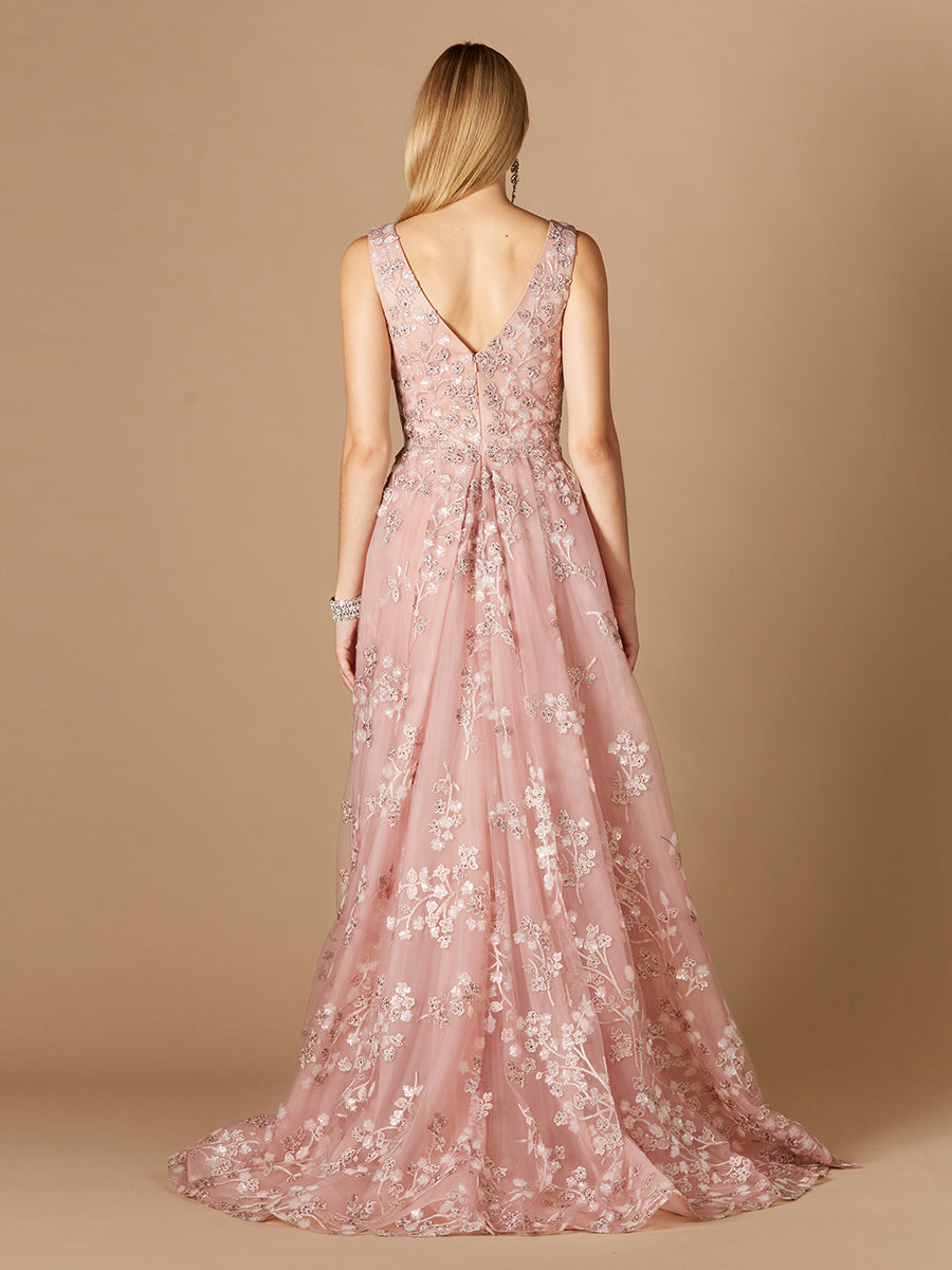 Floral Applique Overskirt Dress - Glamourous Grace
