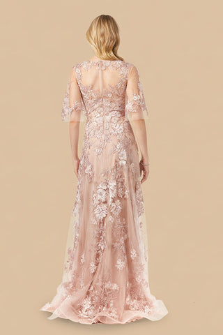 Cape Sleeve Lace Modest Gown - Glamourous Grace