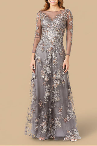 Long Sleeve Modest Lace Gown - Glamourous Grace