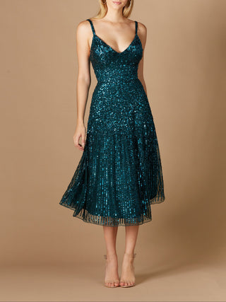 Flowing, Sequin Midi Dress - Glamourous Grace