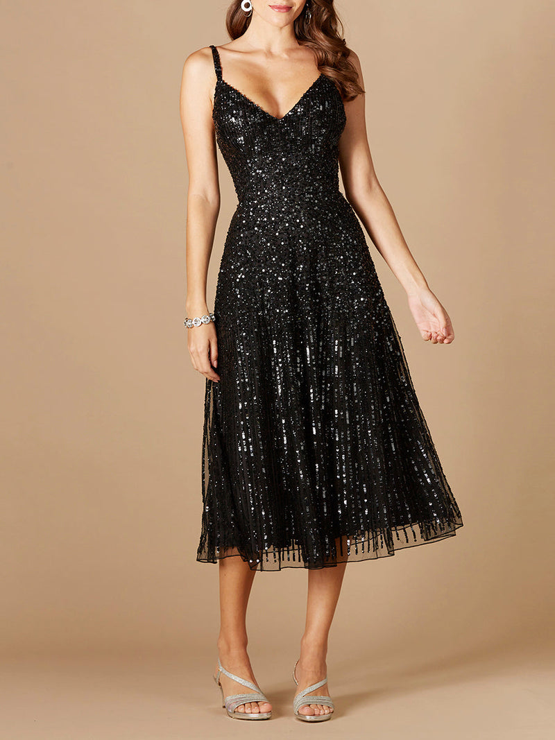 Flowing, Sequin Midi Dress - Glamourous Grace