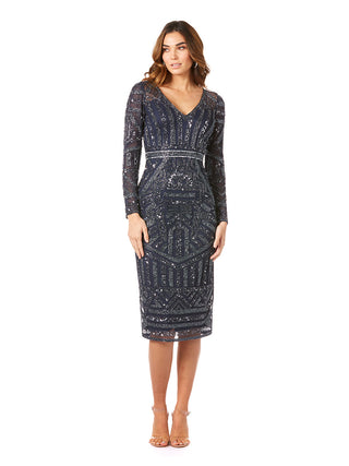 Long Sleeve Midi Dress with V-Neckline OUTLET - Glamourous Grace