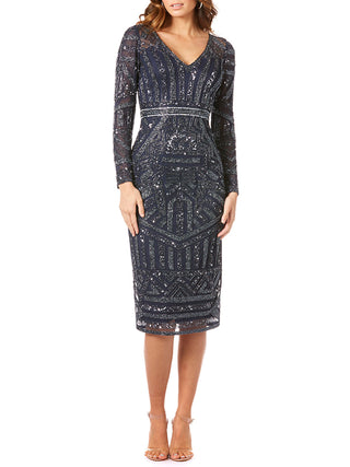 Long Sleeve Midi Dress with V-Neckline OUTLET - Glamourous Grace