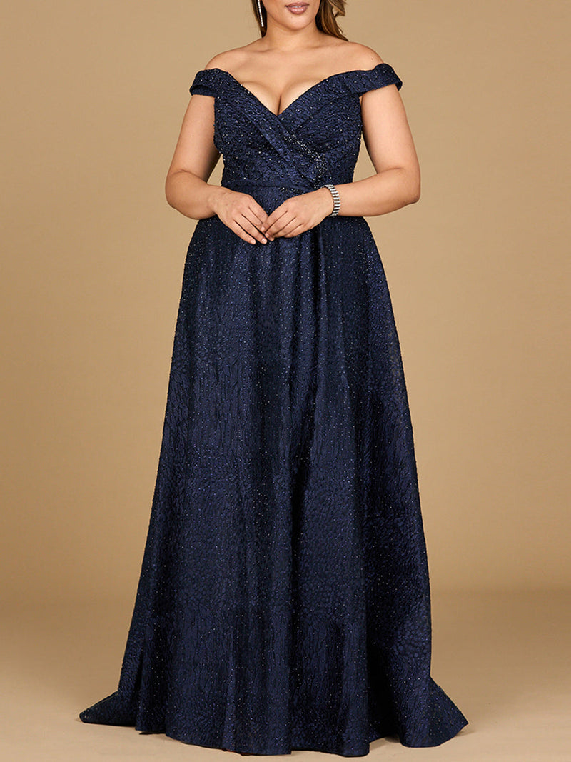Tonal Beaded Off Shoulder Ballgown | 29349 - Glamourous Grace