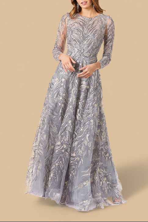 High Neck, Long Sleeve Ball Gown - Glamourous Grace
