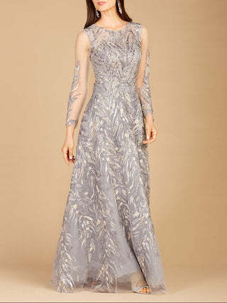 High Neck, Long Sleeve Ball Gown - Glamourous Grace