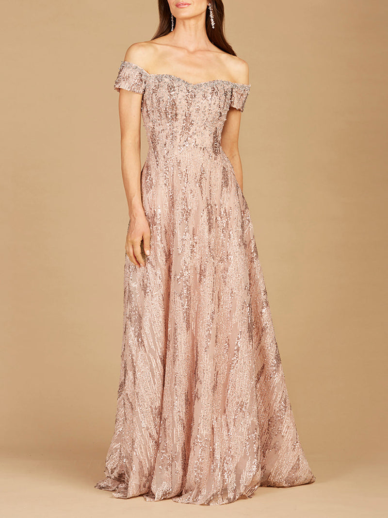 Off Shoulder A-line Gown | 29354 - Glamourous Grace