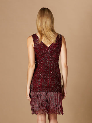 Beaded Fringe Cocktail Dress - Glamourous Grace
