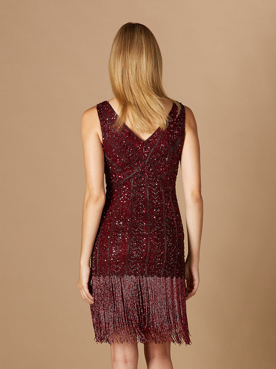 Beaded Fringe Cocktail Dress - Glamourous Grace