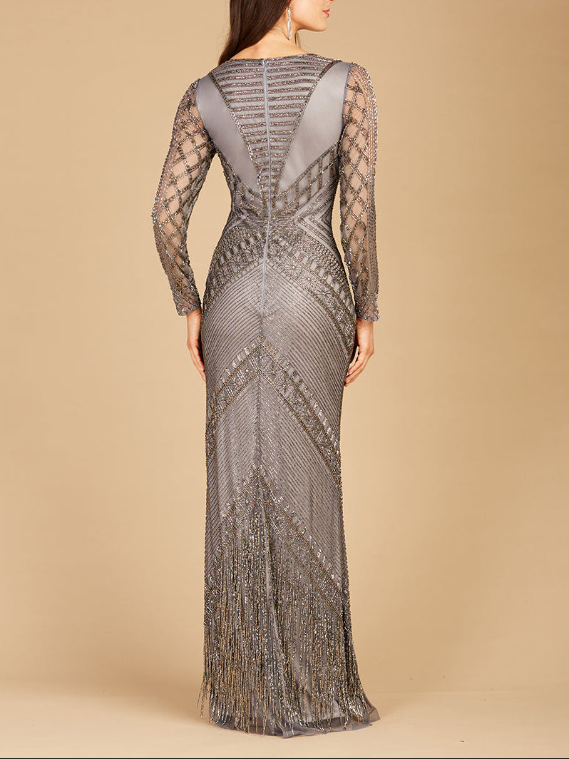 Long Sleeve Fringe Dress - Glamourous Grace