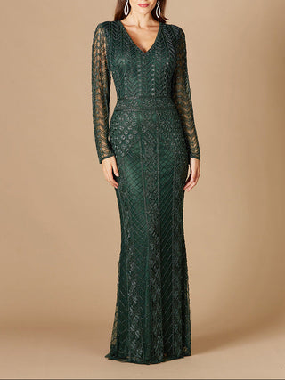 Long Sleeve Beaded Dress - Glamourous Grace