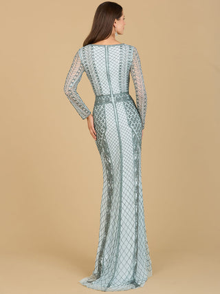 Long Sleeve Beaded Dress - Glamourous Grace