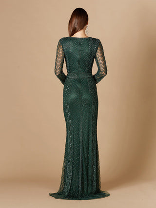 Long Sleeve Beaded Dress - Glamourous Grace