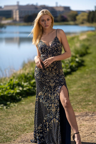 Beaded Tank Dress with Slit  - OUTLET - Glamourous Grace