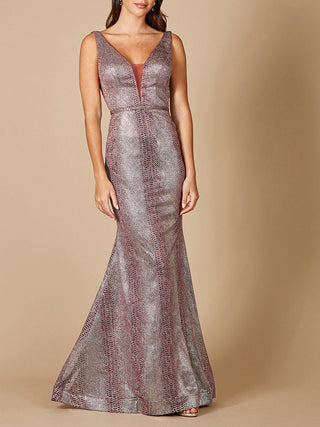 Plunging V-Neckline Mermaid Snake Print Gown OUTLET - Glamourous Grace