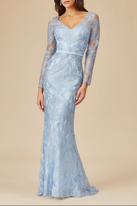 Long Sleeve Lace Mermaid Gown - Glamourous Grace