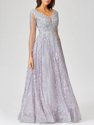 Long Sleeve Lace Ballgown - Glamourous Grace