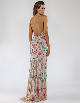 Lara 29486 - Thigh High Slit with Open Back Dress - Glamourous Grace