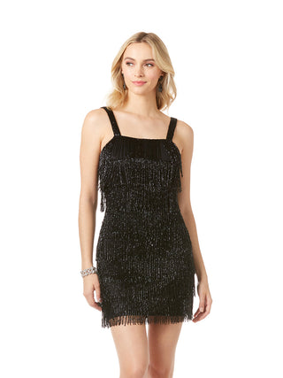 Lara 29488 - Beaded Fringe Cocktail Dress - Glamourous Grace
