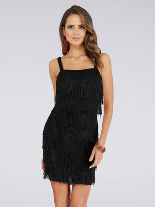 Lara 29488 - Beaded Fringe Cocktail Dress - Glamourous Grace