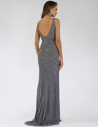 Lara 29528 - Thigh High Slit Beaded Gown - Glamourous Grace
