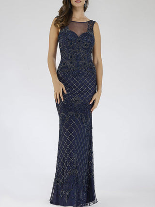Lara 29538 - Illusion Neckline Long Dress - Glamourous Grace