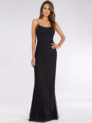 Lara 29577 - Scoop Neck, Lace Up Open Back Dress - Glamourous Grace