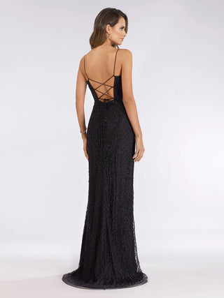 Lara 29577 - Scoop Neck, Lace Up Open Back Dress - Glamourous Grace