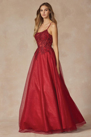 Juliet 295 Floor Length Leaf Lace Gown Corset Bodice Prom Gown