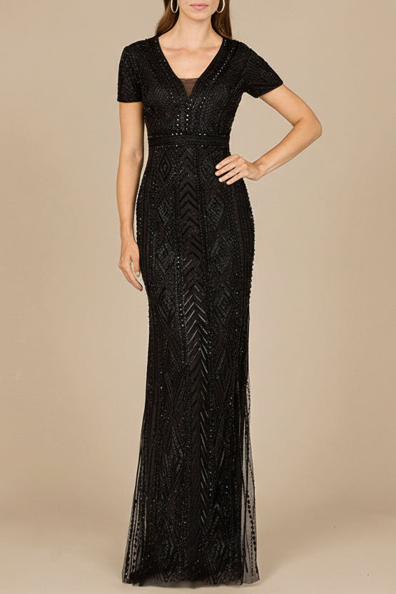 Lara 29606 - Closed Back, Cap Sleeve Dress - Glamourous Grace