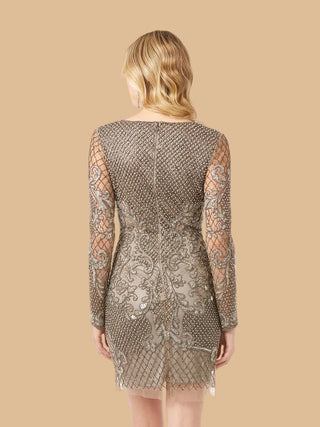 Lara 29610 - Long Sleeve Beaded Cocktail Dress - Glamourous Grace