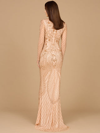 Lara 29615 - Long Sleeve Beaded Dress - Glamourous Grace