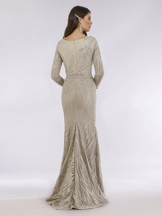 Lara 29617 - Long Sleeves Lace Mermaid Gown - Glamourous Grace