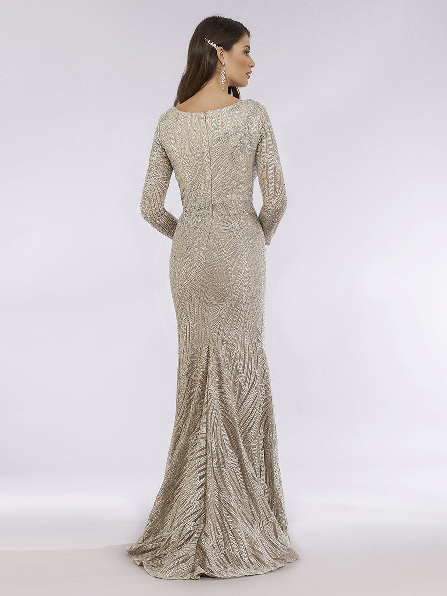 Lara 29617 - Long Sleeves Lace Mermaid Gown - Glamourous Grace