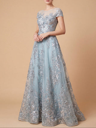 Beautiful Lace Applique A-line Ball Gown | Lara 29619 - Glamourous Grace