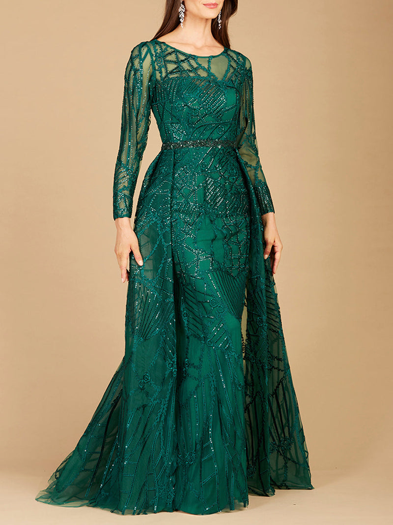 Lara 29633 - Gorgeous Overskirt Dress with Long Sleeves - Glamourous Grace