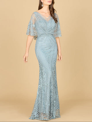 Lara 29673 - Cape Sleeve Mermaid Gown - Glamourous Grace