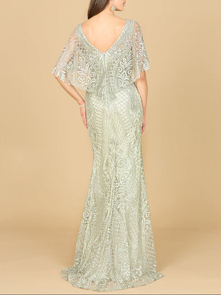 Lara 29673 - Cape Sleeve Mermaid Gown - Glamourous Grace
