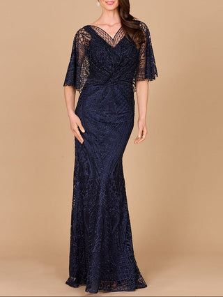 Lara 29673 - Cape Sleeve Mermaid Gown - Glamourous Grace