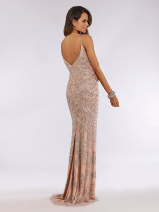 Lara 29744 - Spaghetti Strap Beaded Dress - Glamourous Grace