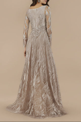 Lara 29753 - Long Sleeves Beaded Ballgown - Glamourous Grace