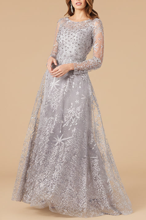Lara 29759 - Long Sleeves Ballgown Fully Embellished - Glamourous Grace