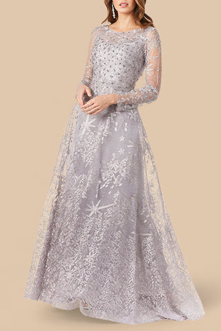 Lara 29759 - Long Sleeves Ballgown Fully Embellished - Glamourous Grace