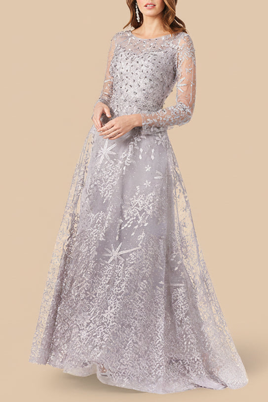 Lara 29759 - Long Sleeves Ballgown Fully Embellished - Glamourous Grace