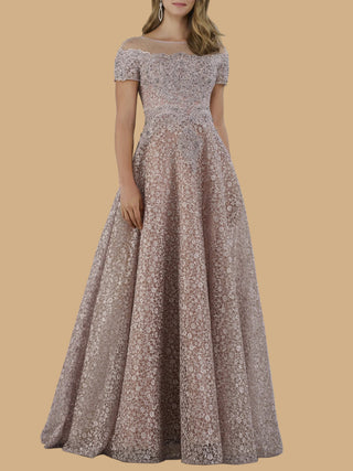 Sheer Off Shoulder Ball Gown | Lara 29765 - Glamourous Grace