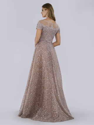 Sheer Off Shoulder Ball Gown | Lara 29765 - Glamourous Grace
