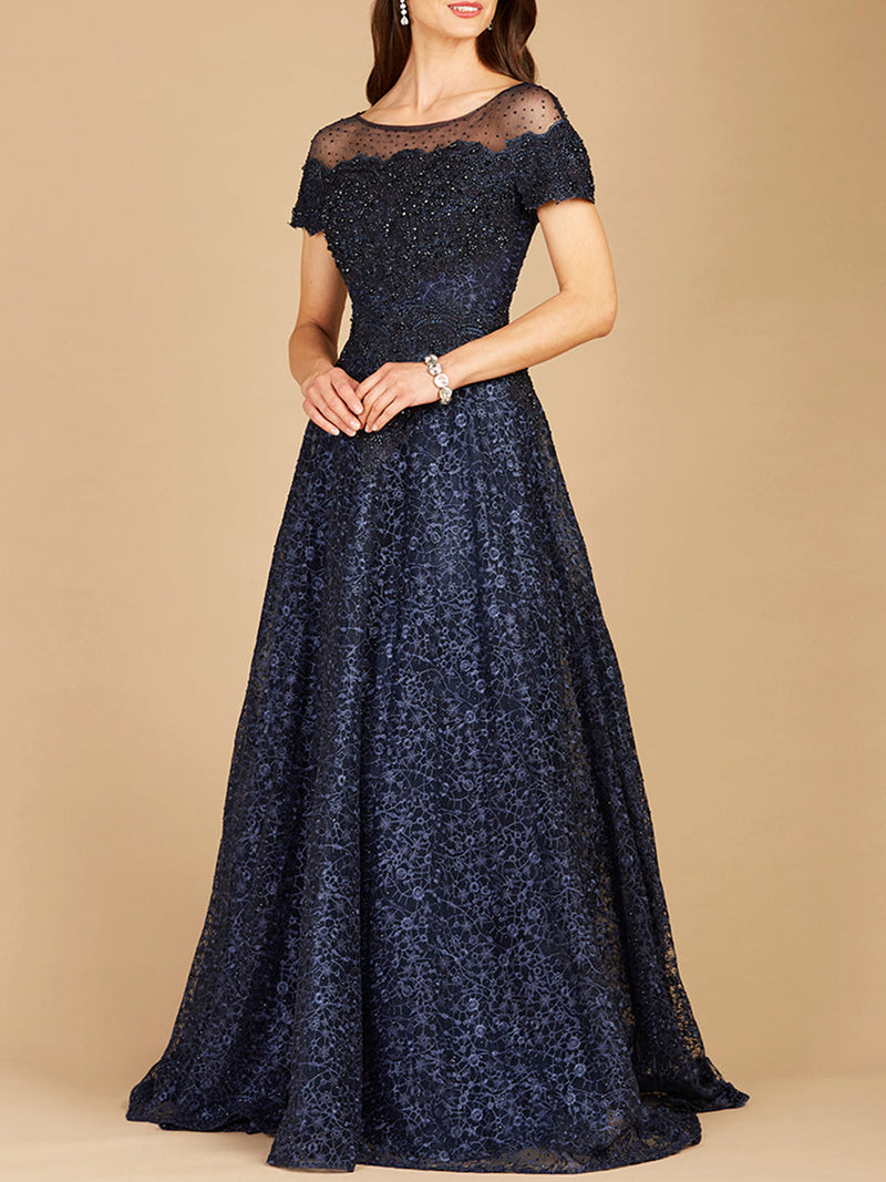 Sheer Off Shoulder Ball Gown | Lara 29765 - Glamourous Grace